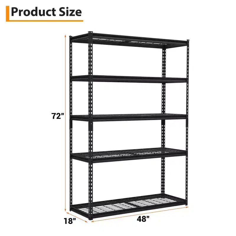 Étagère de rangement de garage à 5 niveaux, unité d'étagères de rangement en métal réglable, étagères de rangement de garage faciles à assembler