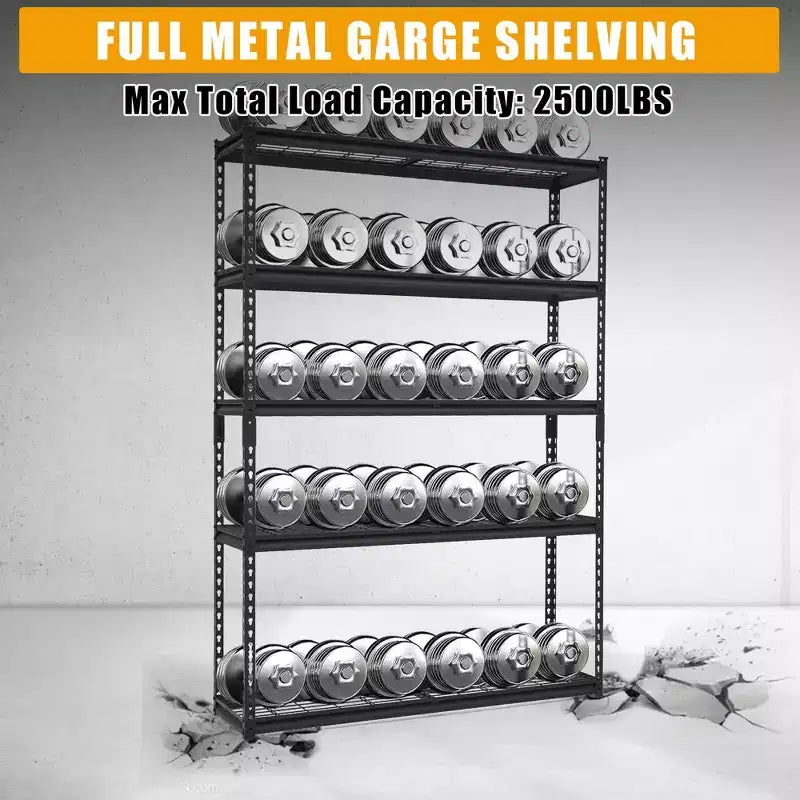 Étagère de rangement de garage à 5 niveaux, unité d'étagères de rangement en métal réglable, étagères de rangement de garage faciles à assembler