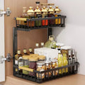 2-Tier Pull Out Under Sink Organizer - Height Adjustable Slide Out Shelf for Kitchen/Bathroom