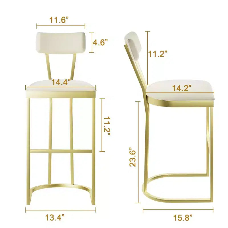 Tabourets de bar lot de 2 - Tabourets de bar rembourrés hauteur comptoir pour salle à manger, chaises îlot pour table de cuisine, tabourets hauts avec dossier pour bar à domicile