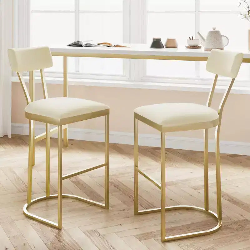 Tabourets de bar lot de 2 - Tabourets de bar rembourrés hauteur comptoir pour salle à manger, chaises îlot pour table de cuisine, tabourets hauts avec dossier pour bar à domicile