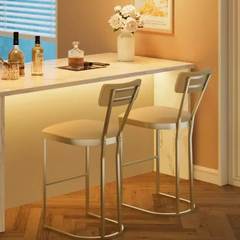 Tabourets de bar lot de 2 - Tabourets de bar rembourrés hauteur comptoir pour salle à manger, chaises îlot pour table de cuisine, tabourets hauts avec dossier pour bar à domicile