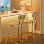 Tabourets de bar lot de 2 - Tabourets de bar rembourrés hauteur comptoir pour salle à manger, chaises îlot pour table de cuisine, tabourets hauts avec dossier pour bar à domicile
