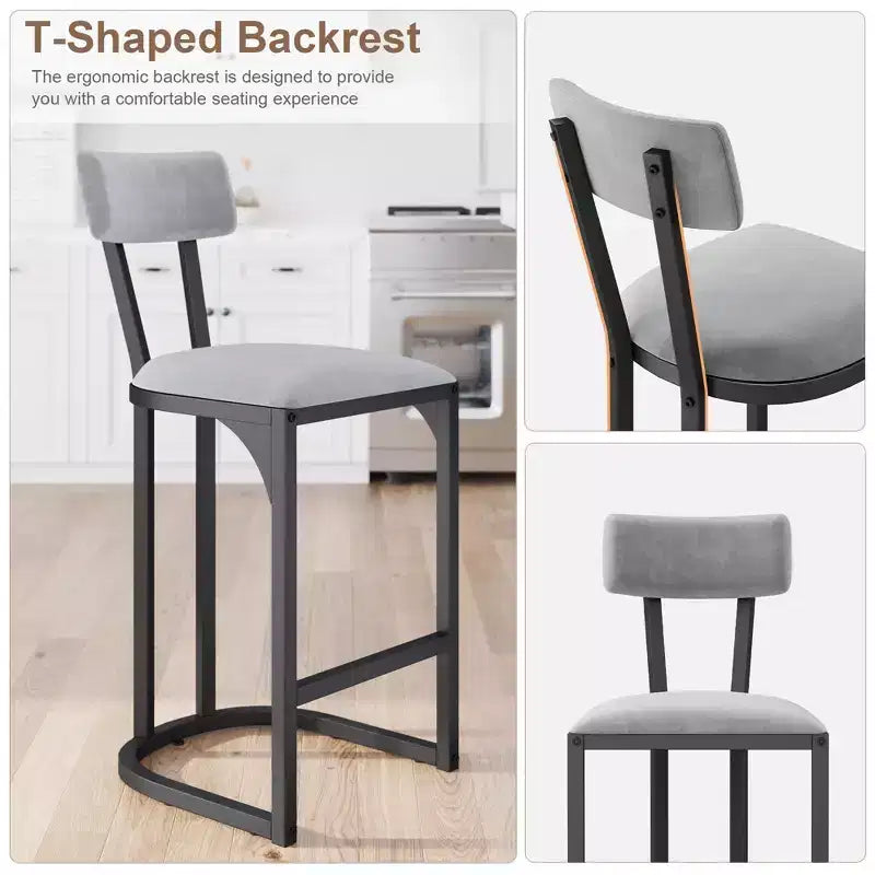 Tabourets de bar lot de 2 - Tabourets de bar rembourrés hauteur comptoir pour salle à manger, chaises îlot pour table de cuisine, tabourets hauts avec dossier pour bar à domicile