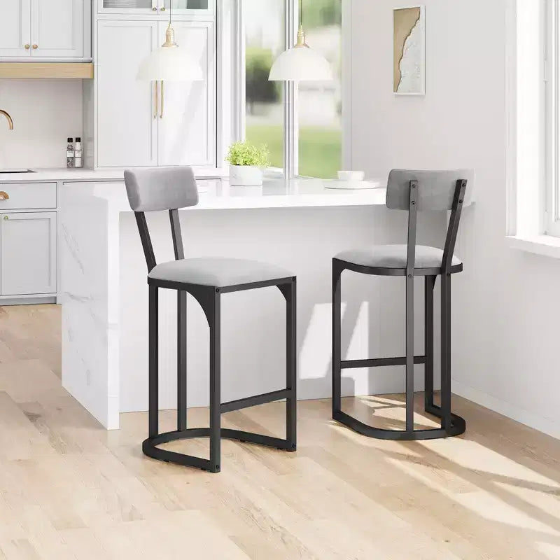 Bar Stools Set of 2 - Counter Height Upholstered Bar Stools for Dining Room, Island Chairs for Kitchen Table, Tall Barstools with Back for Home Bar