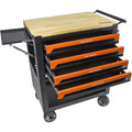 Acekool Rolling Tool Chest with 4 Drawers, Mobile Mechanic Storage Cart with Heavy-Duty Wheels and Side Holding Panel, Orange