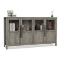 55 Inch Sideboard Buffet Cabinet with 4 Glass Doors Large Buffet Cabinet with Storage Modern Farmhouse Cabinet for Kitchen Dining Room Living Room