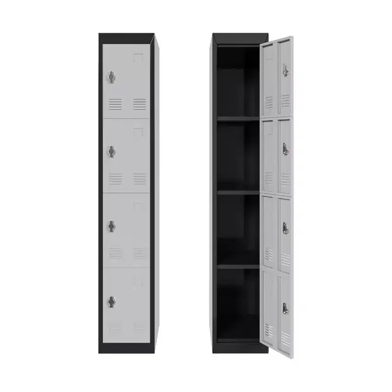 Armoire de rangement métallique haute de 72 pouces avec 4 portes, casier en acier avec étagères pour l'école, le bureau, le garage, la salle de sport, l'entrepôt à domicile