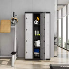 Armoire de rangement métallique haute de 72 pouces avec 4 portes, casier en acier avec étagères pour l'école, le bureau, le garage, la salle de sport, l'entrepôt à domicile
