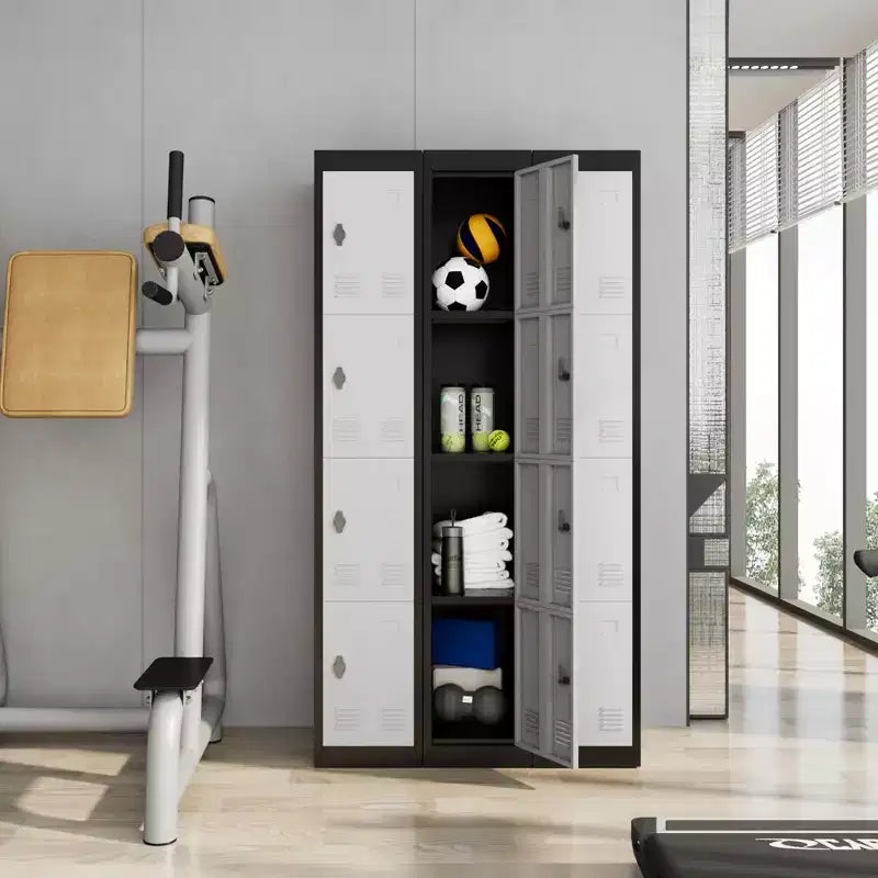 Armoire de rangement métallique haute de 72 pouces avec 4 portes, casier en acier avec étagères pour l'école, le bureau, le garage, la salle de sport, l'entrepôt à domicile