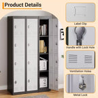 Armoire de rangement métallique haute de 72 pouces avec 4 portes, casier en acier avec étagères pour l'école, le bureau, le garage, la salle de sport, l'entrepôt à domicile