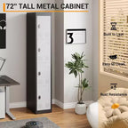 Armoire de rangement métallique haute de 72 pouces avec 4 portes, casier en acier avec étagères pour l'école, le bureau, le garage, la salle de sport, l'entrepôt à domicile