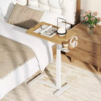 Table d'appoint en C réglable en hauteur Costway avec crochet et porte-gobelet pour lit/chevet Noir/Naturel/Blanc