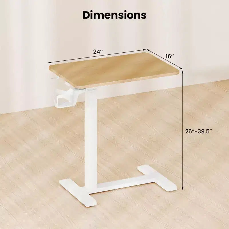 Table d'appoint en C réglable en hauteur Costway avec crochet et porte-gobelet pour lit/chevet Noir/Naturel/Blanc