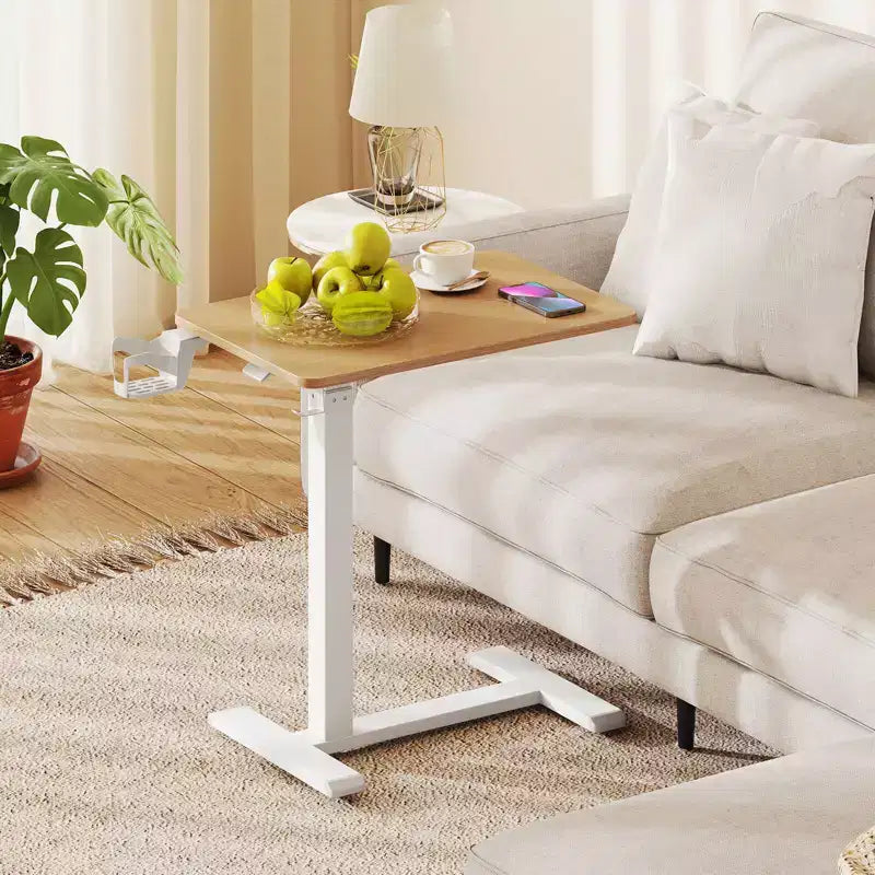Table d'appoint en C réglable en hauteur Costway avec crochet et porte-gobelet pour lit/chevet Noir/Naturel/Blanc