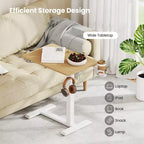 Table d'appoint en C réglable en hauteur Costway avec crochet et porte-gobelet pour lit/chevet Noir/Naturel/Blanc