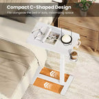 Table d'appoint en C réglable en hauteur Costway avec crochet et porte-gobelet pour lit/chevet Noir/Naturel/Blanc