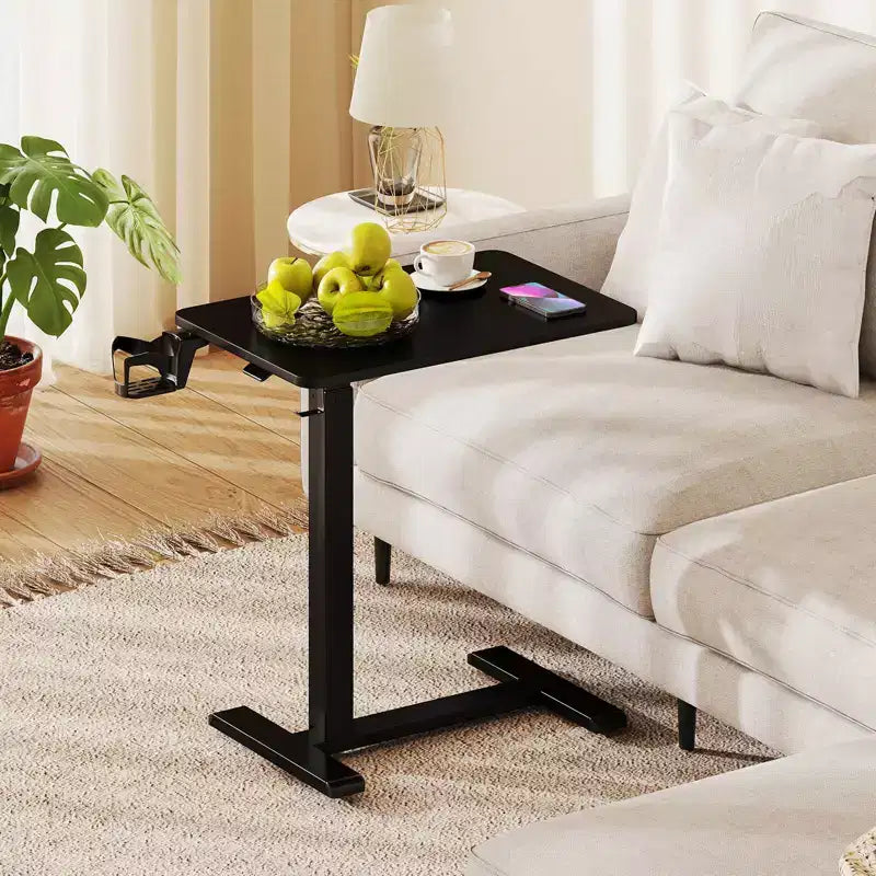 Table d'appoint en C réglable en hauteur Costway avec crochet et porte-gobelet pour lit/chevet Noir/Naturel/Blanc