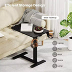 Table d'appoint en C réglable en hauteur Costway avec crochet et porte-gobelet pour lit/chevet Noir/Naturel/Blanc
