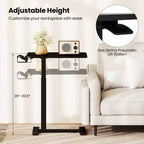 Table d'appoint en C réglable en hauteur Costway avec crochet et porte-gobelet pour lit/chevet Noir/Naturel/Blanc