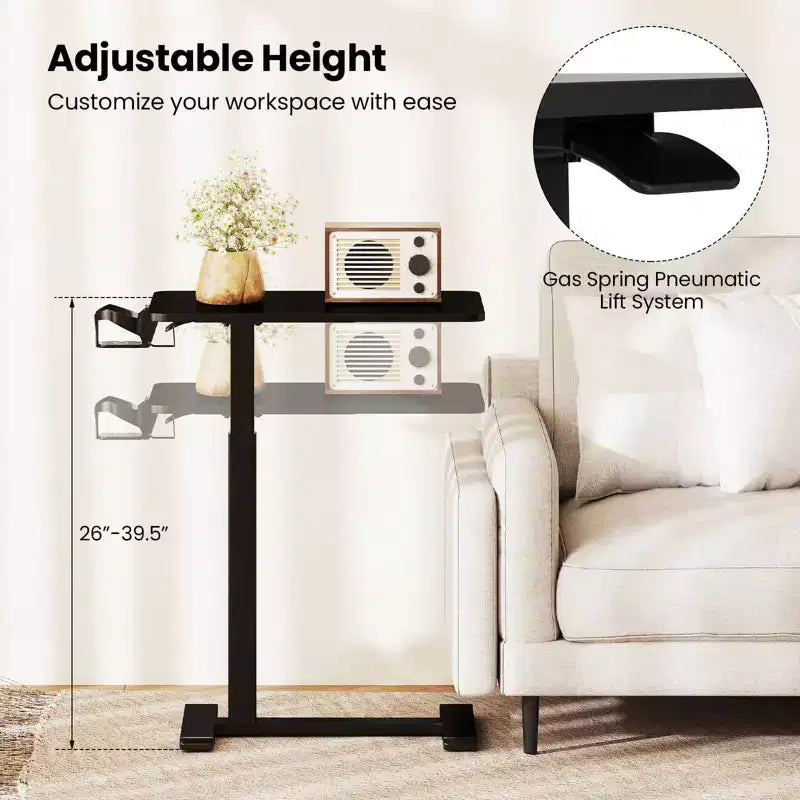 Table d'appoint en C réglable en hauteur Costway avec crochet et porte-gobelet pour lit/chevet Noir/Naturel/Blanc