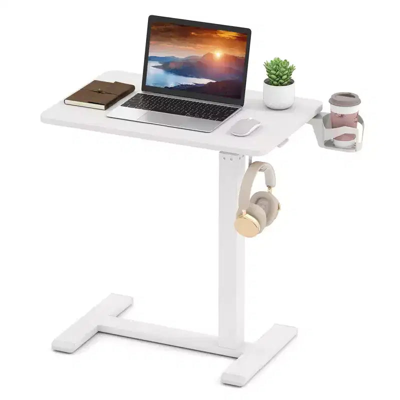 Table d'appoint en C réglable en hauteur Costway avec crochet et porte-gobelet pour lit/chevet Noir/Naturel/Blanc