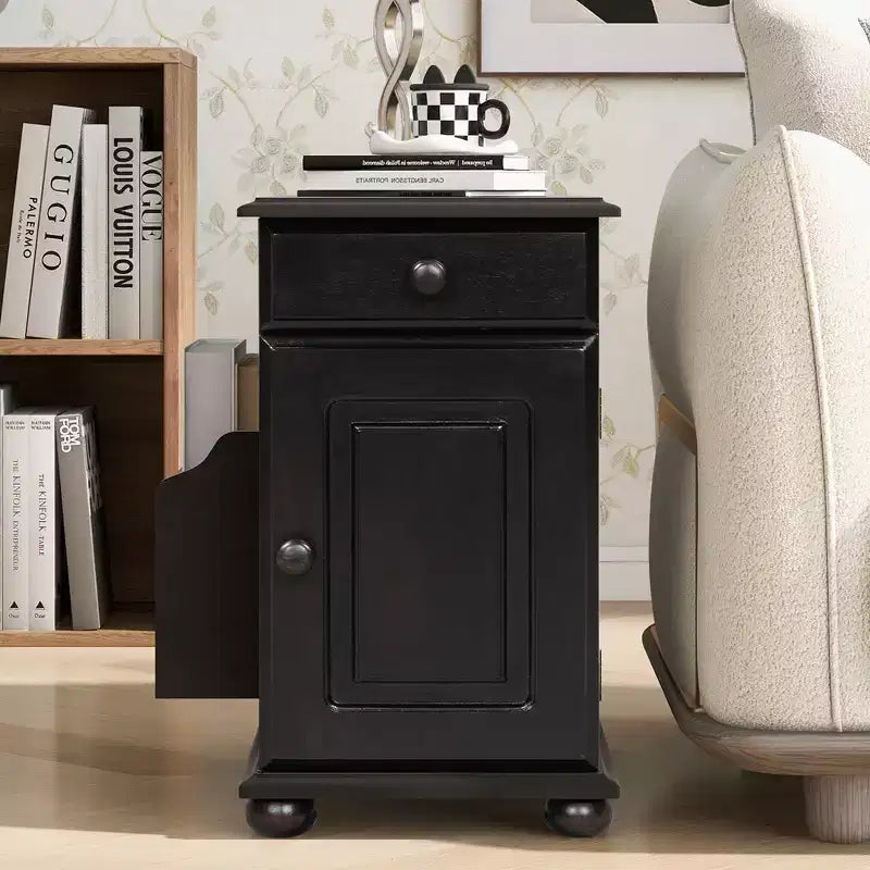 Table d'appoint Bestier avec roulettes, Table d'appoint moderne avec ports USB, Tiroir, Porte-gobelets, Table de canapé avec rangement pour salon, chambre à coucher
