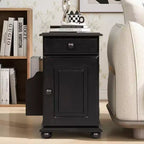 Table d'appoint Bestier avec roulettes, Table d'appoint moderne avec ports USB, Tiroir, Porte-gobelets, Table de canapé avec rangement pour salon, chambre à coucher