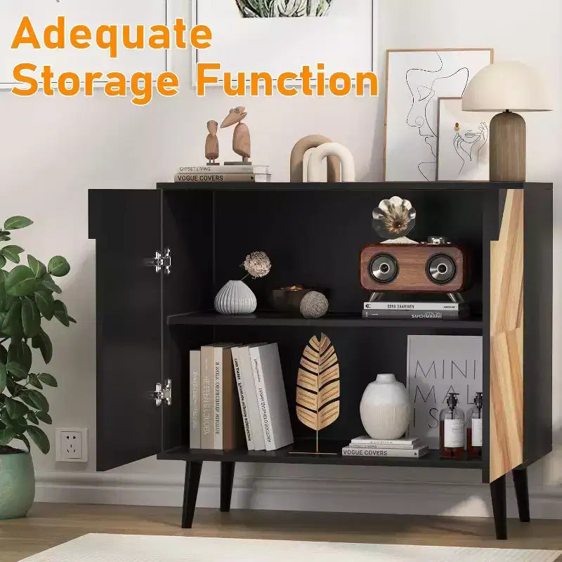 31,5 Meuble de rangement moderne - Buffet avec étagère et portes pour salle à manger et salon