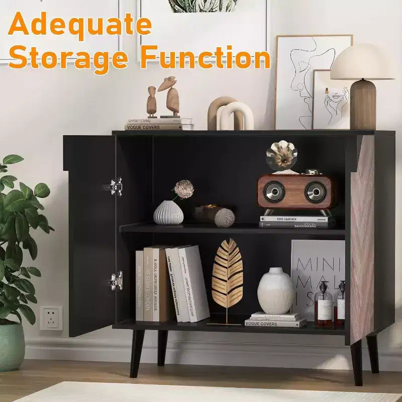 31,5 Meuble de rangement moderne - Buffet avec étagère et portes pour salle à manger et salon