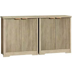 32.68 Buffet de salle à manger cannelé, Credenza moderne en bois avec portes et étagères pour salon, cuisine, salle à manger, couloir