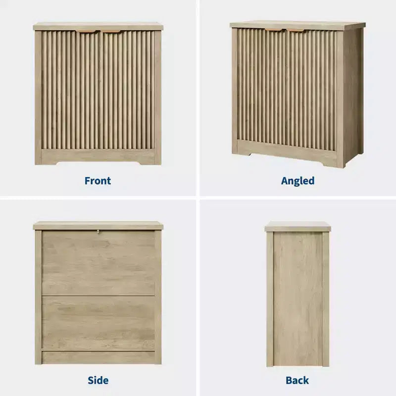 32.68 Buffet de salle à manger cannelé, Credenza moderne en bois avec portes et étagères pour salon, cuisine, salle à manger, couloir