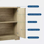 32.68 Buffet de salle à manger cannelé, Credenza moderne en bois avec portes et étagères pour salon, cuisine, salle à manger, couloir