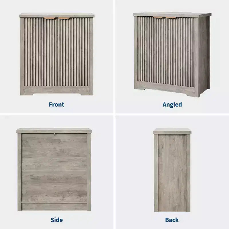 32.68 Buffet de salle à manger cannelé, Credenza moderne en bois avec portes et étagères pour salon, cuisine, salle à manger, couloir