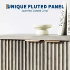 32.68 Buffet de salle à manger cannelé, Credenza moderne en bois avec portes et étagères pour salon, cuisine, salle à manger, couloir