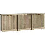 32.68 Buffet de salle à manger cannelé, Credenza moderne en bois avec portes et étagères pour salon, cuisine, salle à manger, couloir