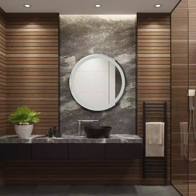 Miroir rond LED en aluminium Caspar 30 - LMR1001 - Argent/Blanc - Safavieh