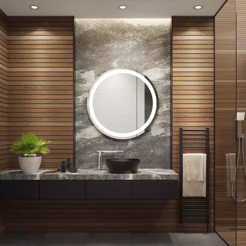 Miroir rond LED en aluminium Caspar 30 - LMR1001 - Argent/Blanc - Safavieh