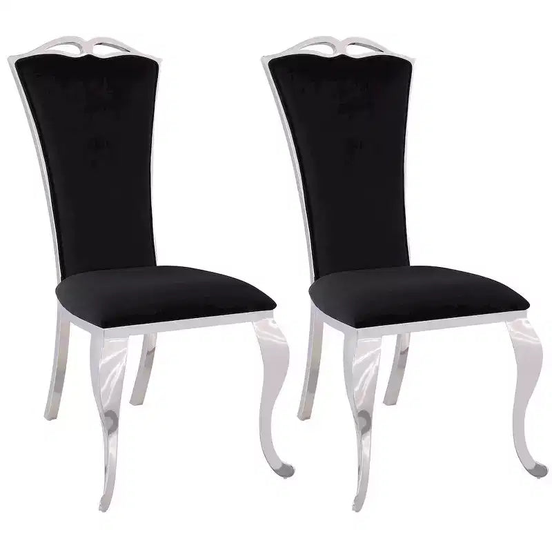Chintaly Imports,Modern Tall-Back Side Chair Cabriole Legs - Set of 2