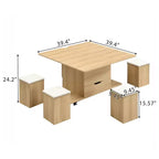 Christopher Knight Home Olia, table basse relevable multifonctionnelle moderne avec rangement dissimulé, 4 tabourets et roulettes verrouillables