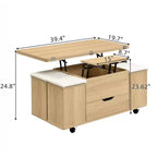 Christopher Knight Home Olia, table basse relevable multifonctionnelle moderne avec rangement dissimulé, 4 tabourets et roulettes verrouillables