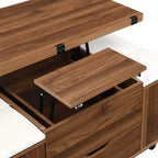 Christopher Knight Home Olia, table basse relevable multifonctionnelle moderne avec rangement dissimulé, 4 tabourets et roulettes verrouillables