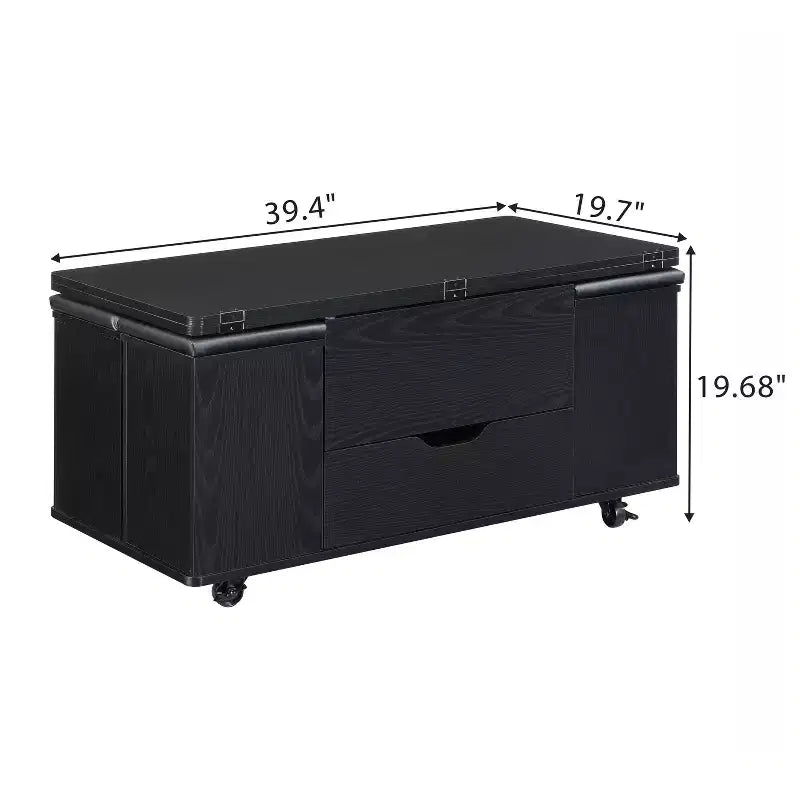 Christopher Knight Home Olia, table basse relevable multifonctionnelle moderne avec rangement dissimulé, 4 tabourets et roulettes verrouillables