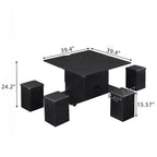 Christopher Knight Home Olia, table basse relevable multifonctionnelle moderne avec rangement dissimulé, 4 tabourets et roulettes verrouillables