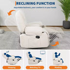 Fauteuils inclinables pivotants à 360° avec massage par vibration et chauffage, fauteuil inclinable rembourré avec accoudoir de rangement