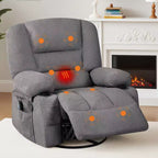 Fauteuils inclinables pivotants à 360° avec massage par vibration et chauffage, fauteuil inclinable rembourré avec accoudoir de rangement