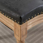 2 chaises de salle à manger en bois massif de style français, cadre noir, cuir artificiel PU, clous décoratifs et pieds en bois
