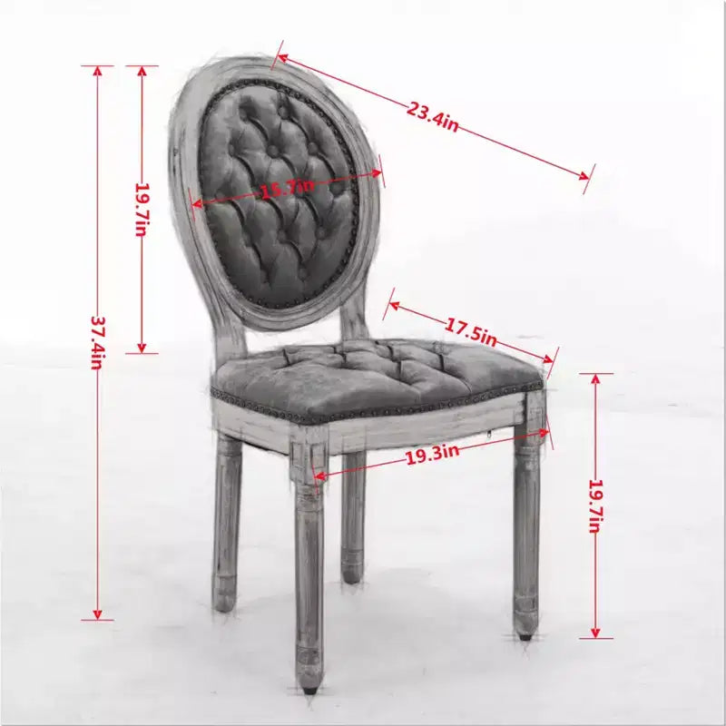 2 chaises de salle à manger en bois massif de style français, cadre noir, cuir artificiel PU, clous décoratifs et pieds en bois