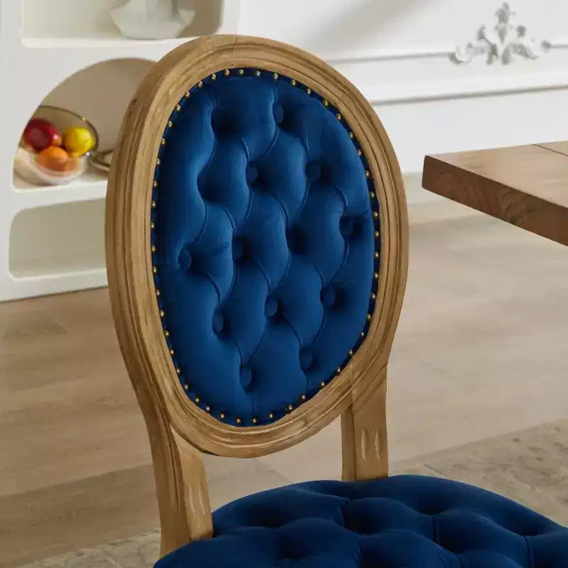 2 chaises de salle à manger en bois massif de style français, cadre noir, cuir artificiel PU, clous décoratifs et pieds en bois