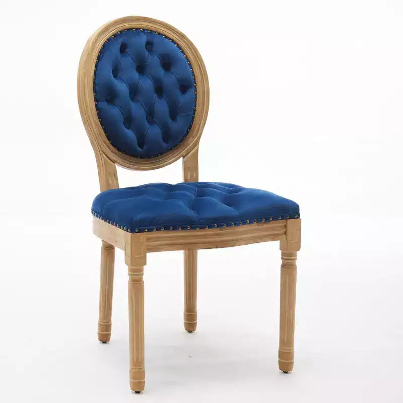 2 chaises de salle à manger en bois massif de style français, cadre noir, cuir artificiel PU, clous décoratifs et pieds en bois